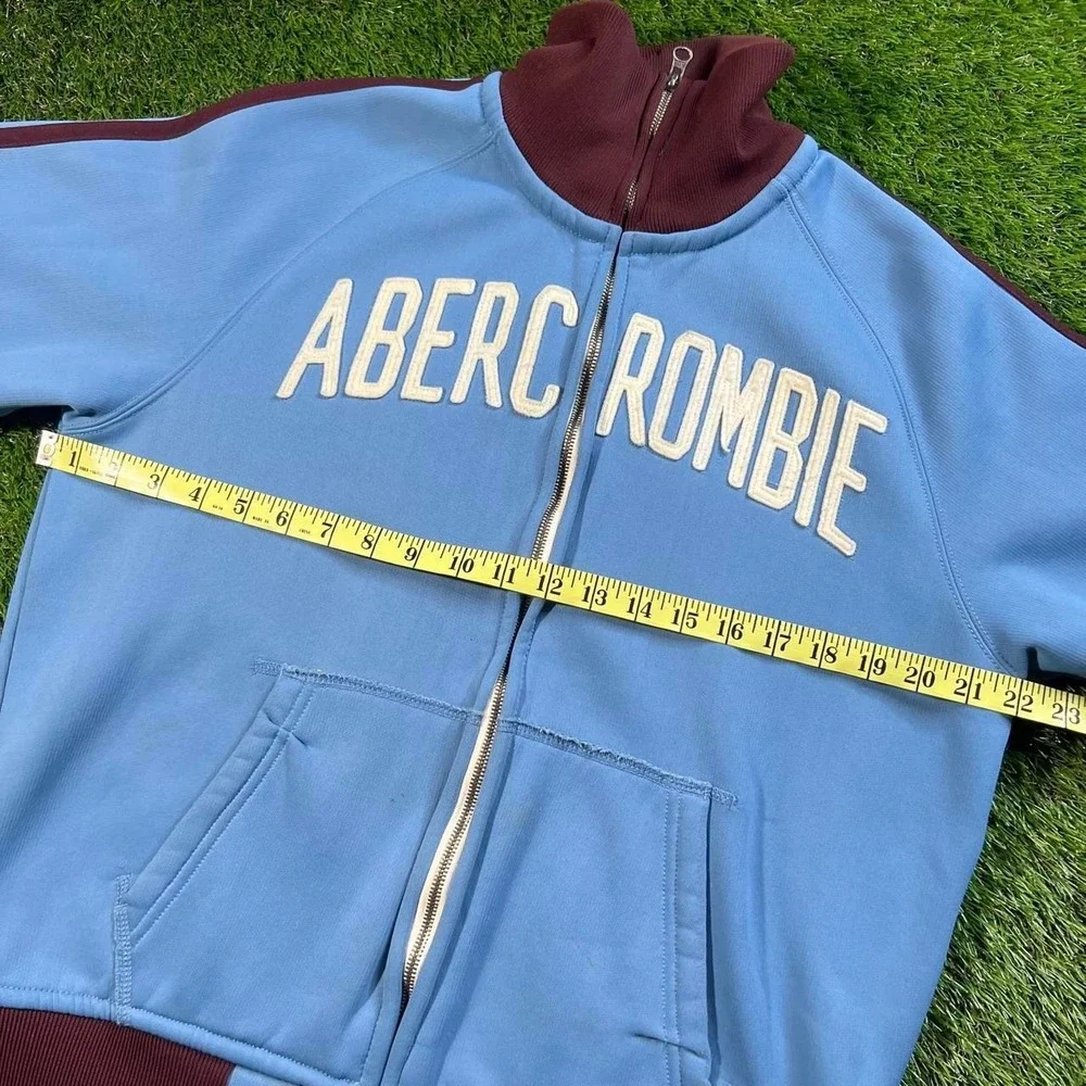 Abercrombie & Fitch VTG Track Jacket Large Blue Burgundy Varsity Y2K Full Zip